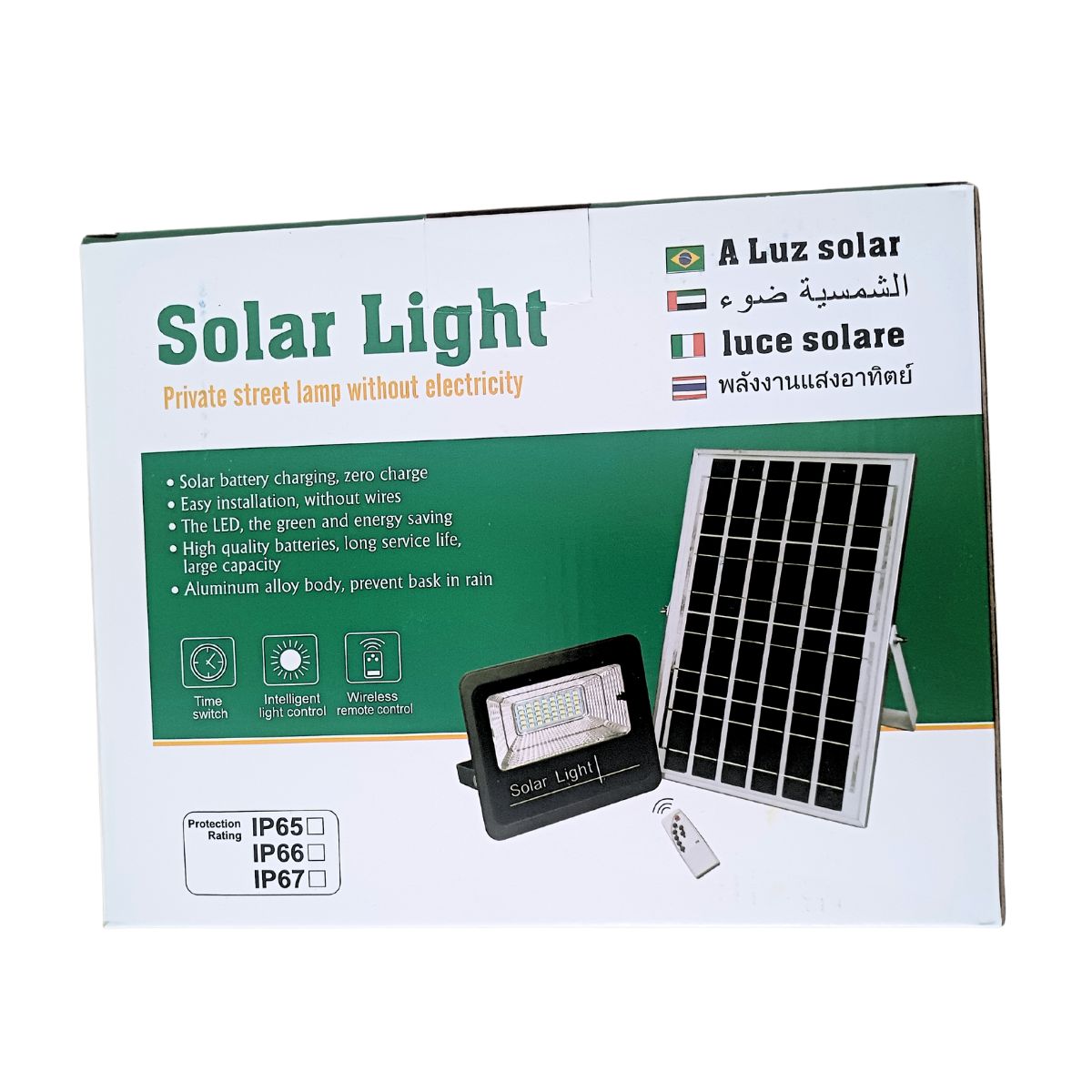 Reflector Led 200w con Panel Solar para exterior