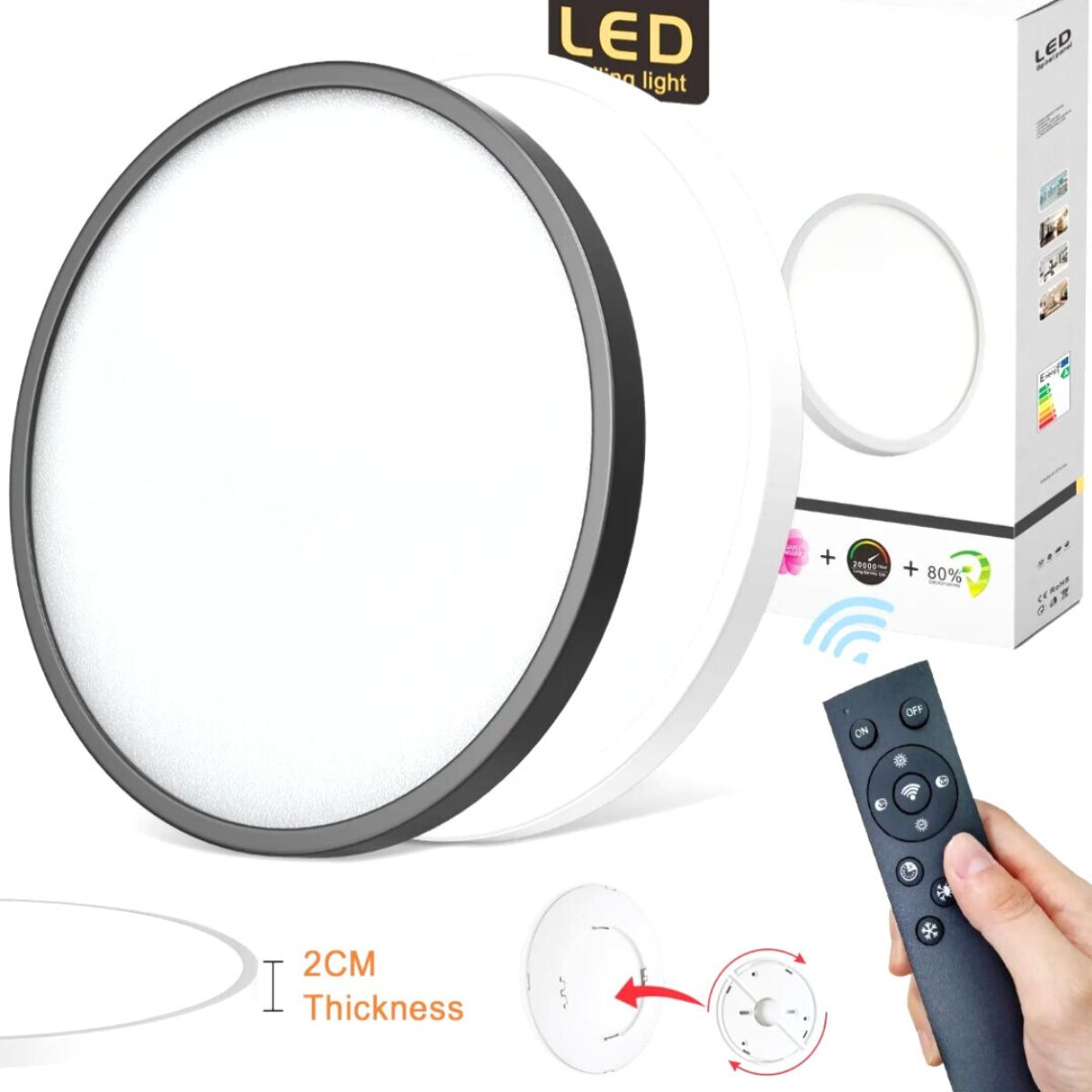 Luminaria Led Ultrafina Redonda diámetro 30cms 28W con conexión Bluetooth