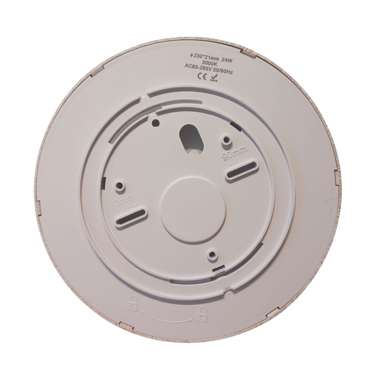 Luminaria Led Ultrafina Redonda diámetro 23cms 24W color Madera