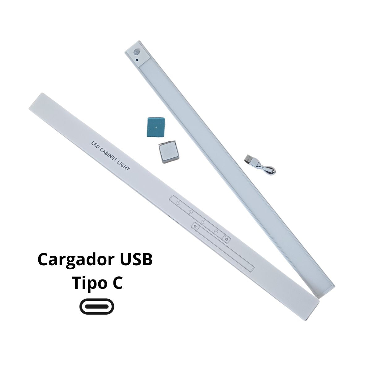 Luz Barra Led 60cms , sensor de movimiento, recargable USB, 3 colores para armario, cocina