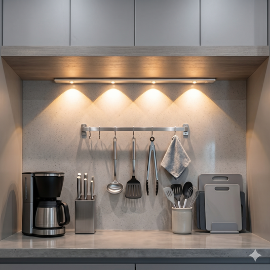 Barra Led 60cm, 4 spots de luz , sensor de movimiento, recargable USB, 5 tonos de luz,  para armario, cocina