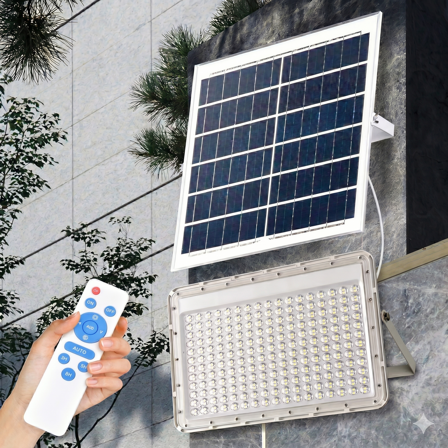Reflector Led Solar 100w C/ Panel Solar Control Remoto