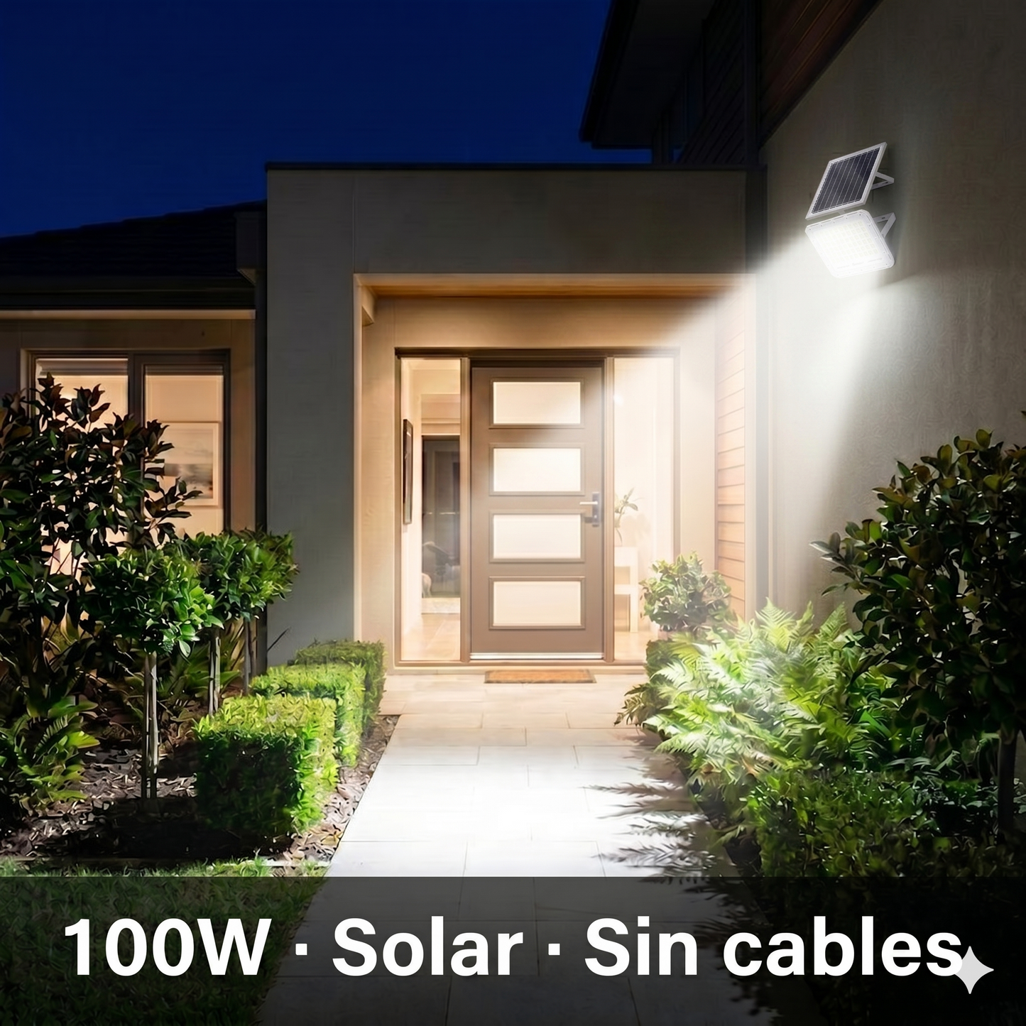 Reflector Led Solar 100w C/ Panel Solar Control Remoto